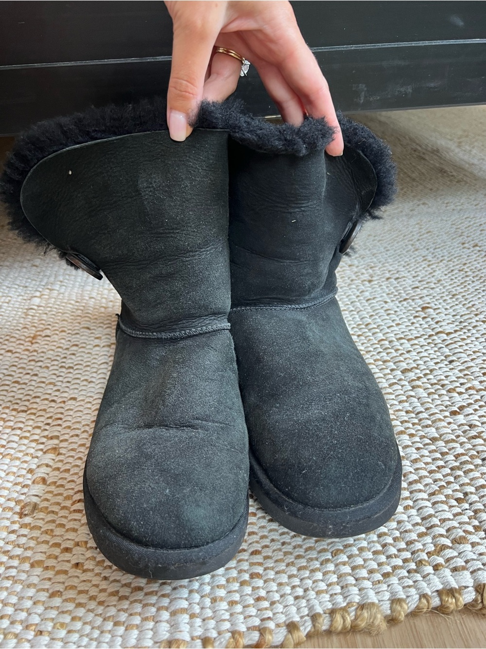 UGG Black Short Shearling Cuff Boot